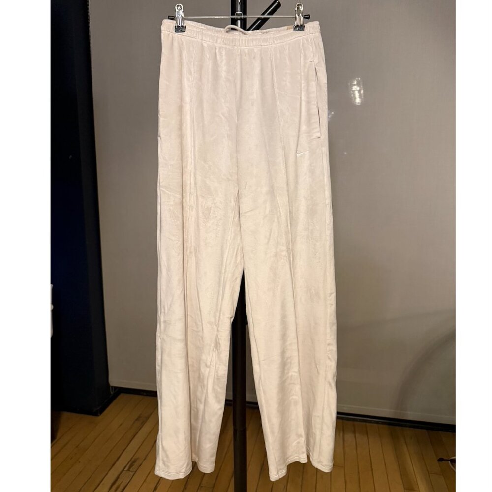 NWT NIKE White/Off-White Velour Wide Leg Pants Size XS